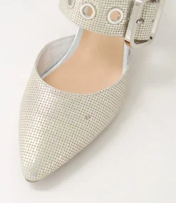 Magaly Silver Cut Leather Heels