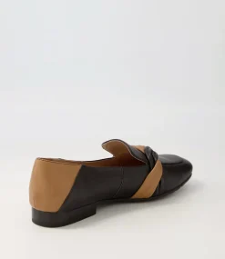 Majorca Black Dark Tan Leather Loafers