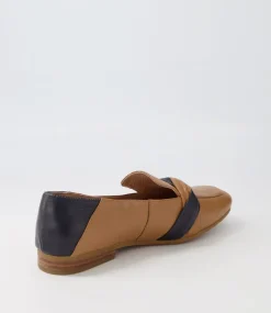 Majorca Dark Tan Navy Leather Loafers