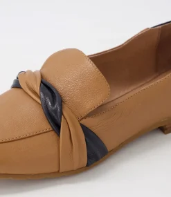 Majorca Dark Tan Navy Leather Loafers