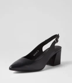 Malia Black Leather Heels