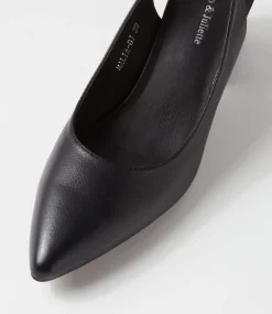 Malia Black Leather Heels