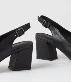 Malia Black Leather Heels