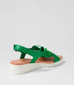 Malika Bright Emerald White Leather Sandals