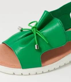 Malika Bright Emerald White Leather Sandals
