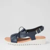 Malika Navy White Leather Sandals