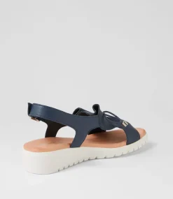 Malika Navy White Leather Sandals