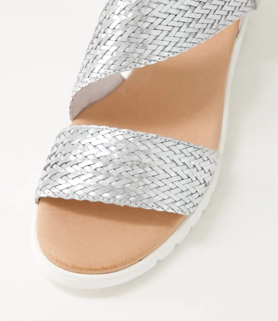 Malkie Silver Weave Leather Sandals