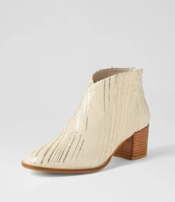 Mamie Almond Metallic Cut Leather Ankle Boots