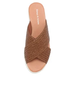Manal Dark Tan Weave Slides