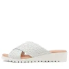 Manal White Weave Slides