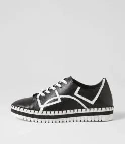 Mando Black White Leather Sneakers