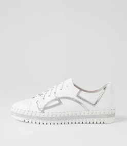 Mando White Silver Crush Leather Sneakers