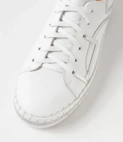 Mando White Silver Crush Leather Sneakers