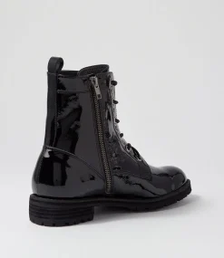Mangoes W Black Patent Leather Ankle Boots