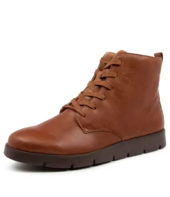 Manila W Cognac Leather Ankle Boots