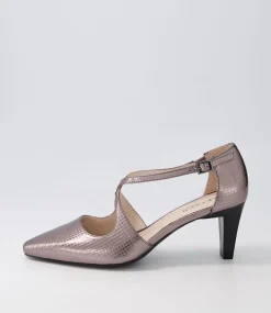 Marnee2 Gunmetal Snake Leather Heels
