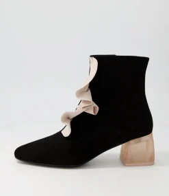 Marzia Black Nude Suede Ankle Boots