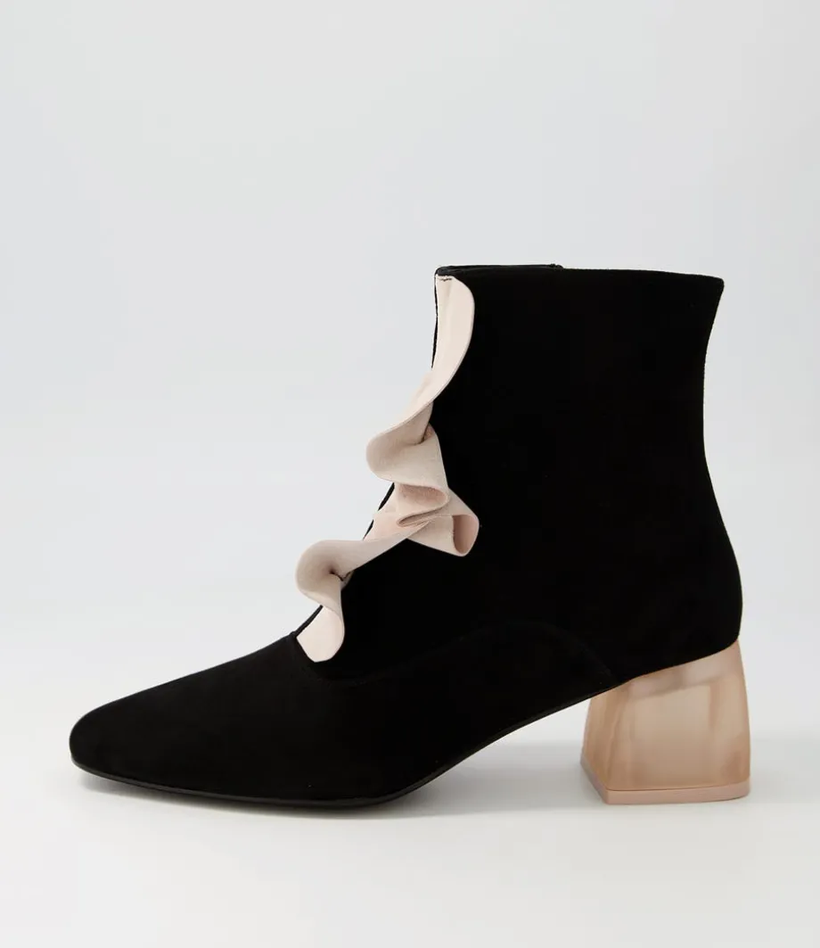 Marzia Black Nude Suede Ankle Boots