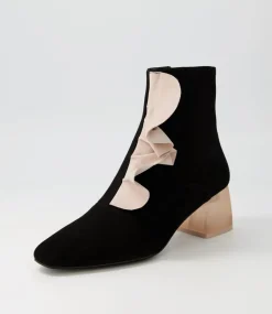Marzia Black Nude Suede Ankle Boots
