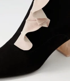 Marzia Black Nude Suede Ankle Boots