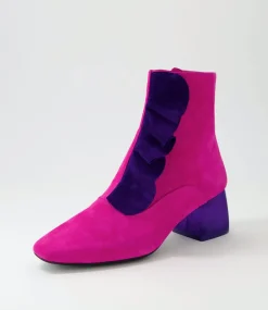 Marzia Fuchsia Purple Suede Ankle Boots