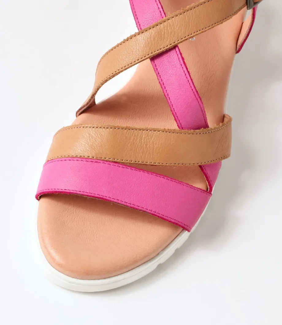 Matedy Fuchsia Dark Tan Multi Sandals