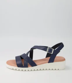 Matedy Navy Leather Sandals