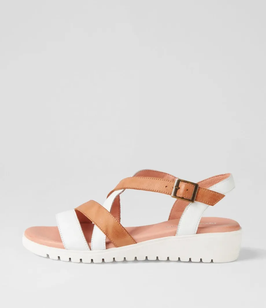 Matedy White Dark Tan Multi Sandals