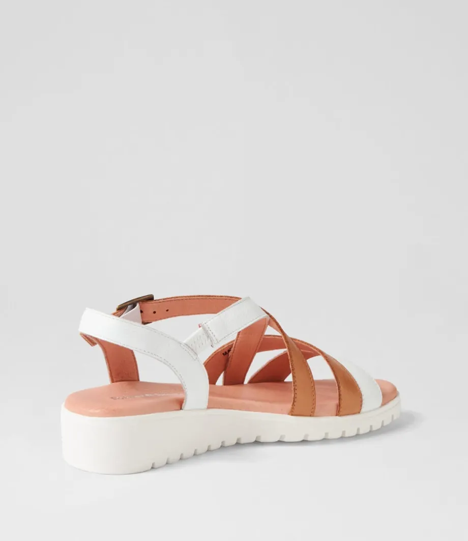 Matedy White Dark Tan Multi Sandals