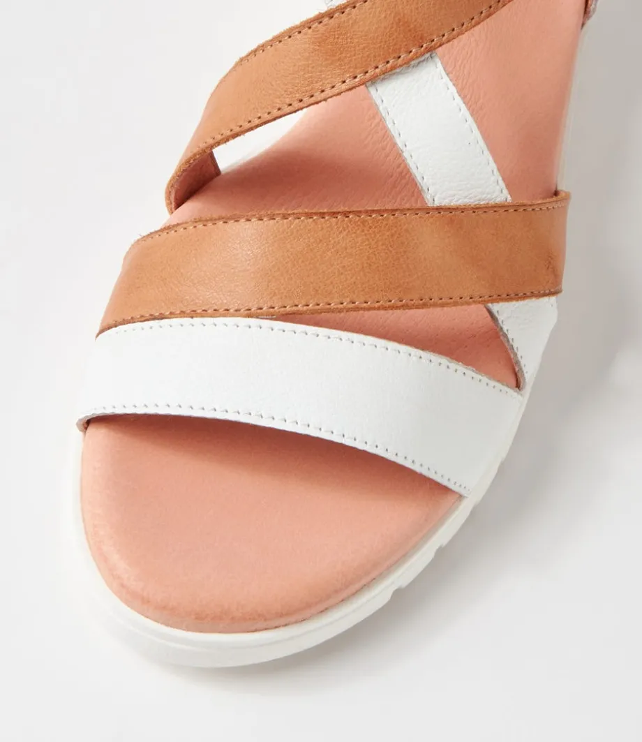 Matedy White Dark Tan Multi Sandals