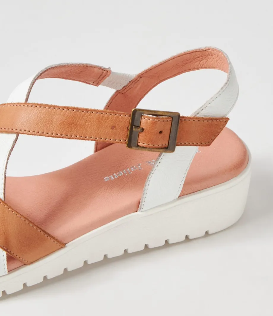 Matedy White Dark Tan Multi Sandals