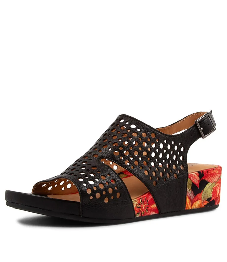 Mateen W Black Leather Sandals