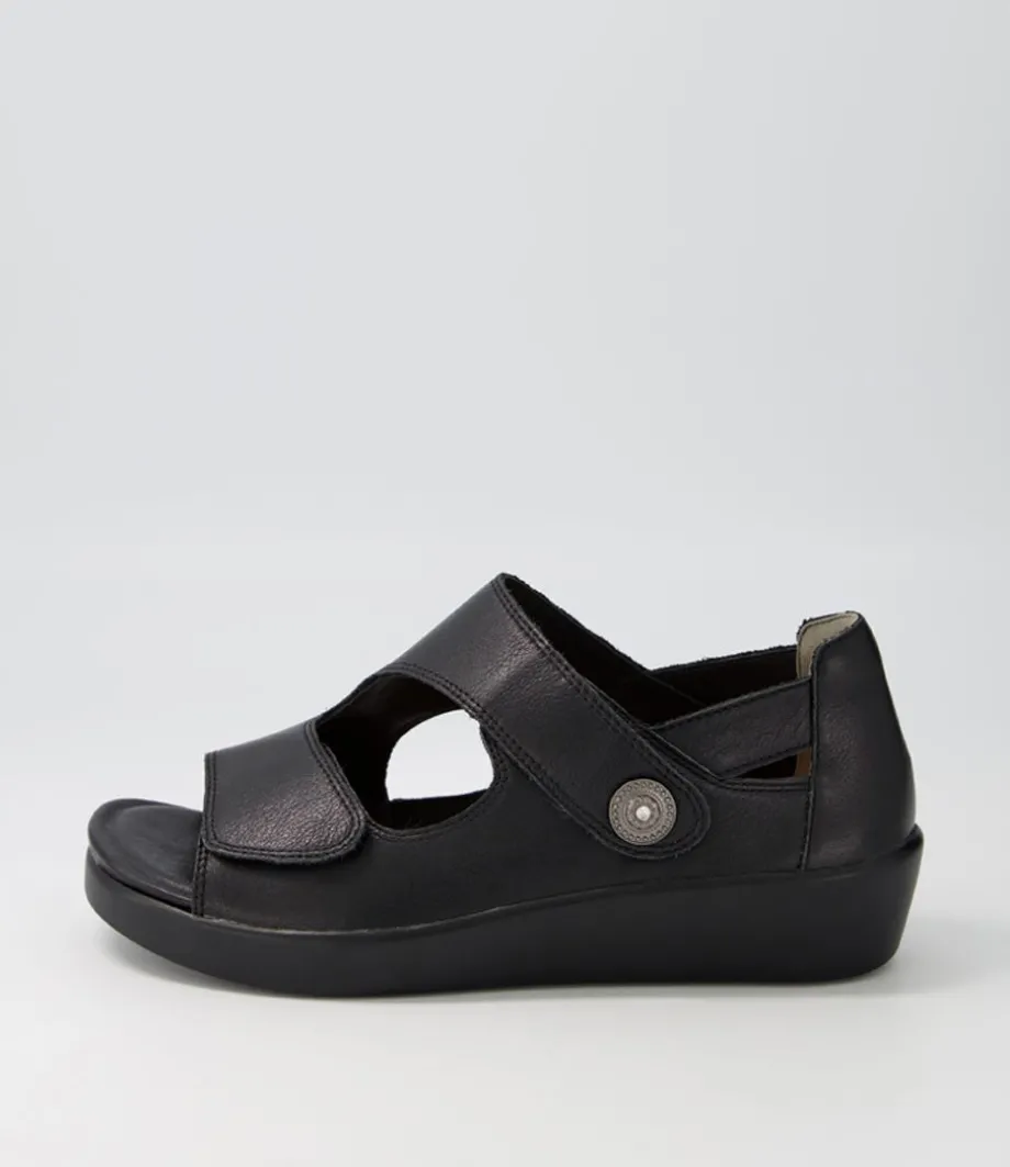 Matillda W Black Leather Sandals
