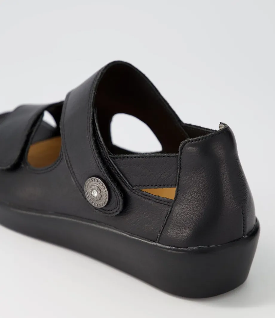 Matillda W Black Leather Sandals