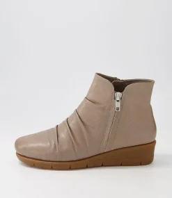 Maxie Taupe Leather Ankle Boots