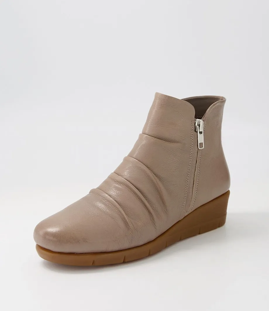 Maxie Taupe Leather Ankle Boots