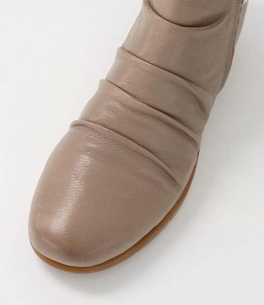 Maxie Taupe Leather Ankle Boots