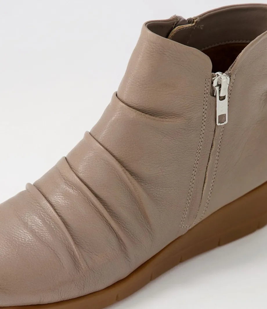 Maxie Taupe Leather Ankle Boots