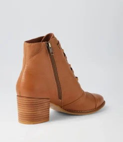 Mclain Cognac Leather Lace Up Boots