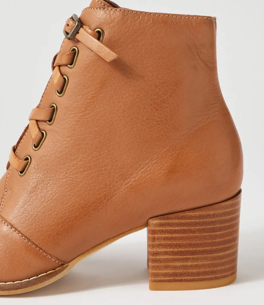 Mclain Cognac Leather Lace Up Boots