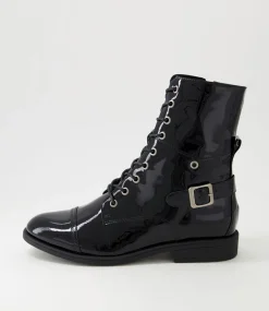 Mekhi Black Patent Leather Ankle Boots