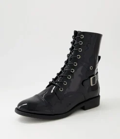 Mekhi Black Patent Leather Ankle Boots