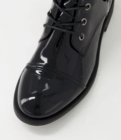 Mekhi Black Patent Leather Ankle Boots