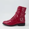 Mekhi Dark Red Patent Leather Lace Up Boots