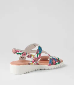 Melany White Flowermania Leather Slides