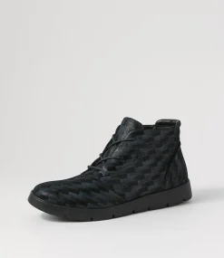 Melbourne W Blue Tetris Leather Lace Up Boots