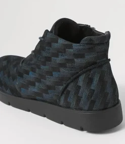 Melbourne W Blue Tetris Leather Lace Up Boots