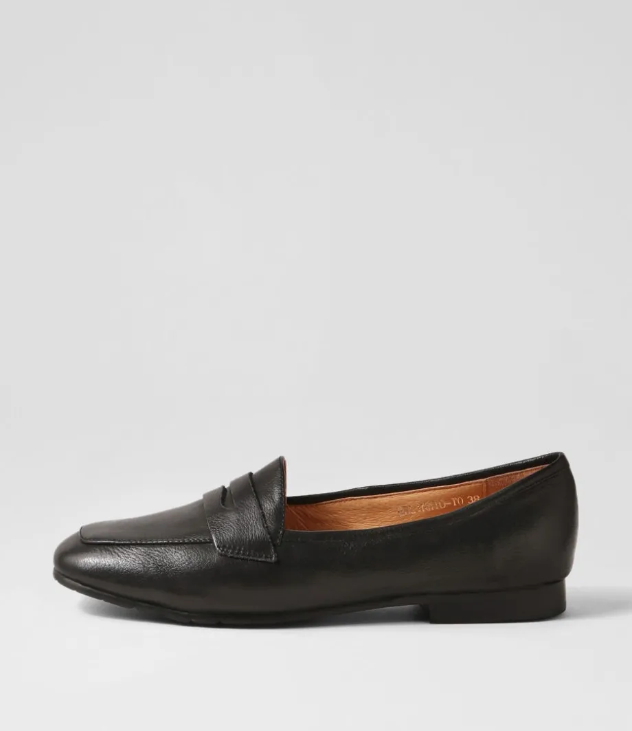 Melinato Black Leather Loafers