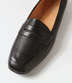 Melinato Black Leather Loafers